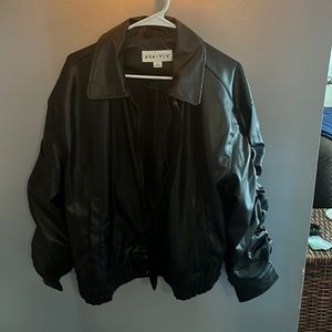 Faux leather bomber jacket